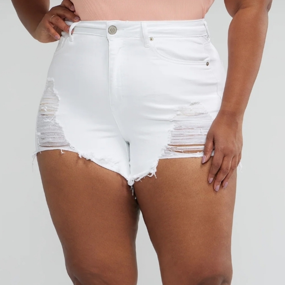 Fashion to Figure White Distressed Jean Shorts